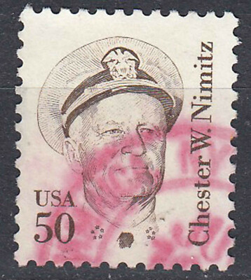 Stati Uniti francobollo timbrato 50c Chester W Nimitz ammiraglio Navy timbro rotondo/4371 