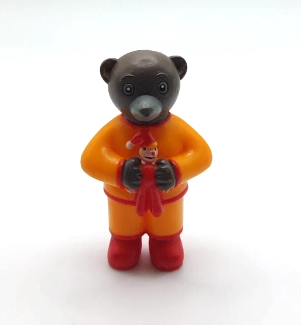 Figurine Petit Ours Brun De Daniele Bour - Modèle Petit Ours En Roller Orange - Environ 5 Cm - Occasion