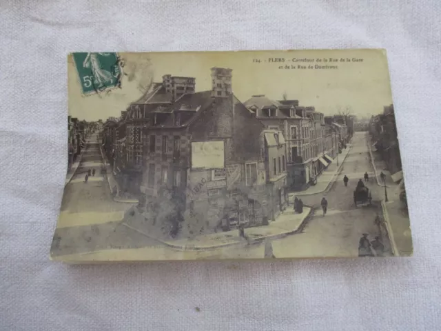 Cpa Orne 61 Flers Crossroads Of Rue De La Gare Et De La Rue De Domfront