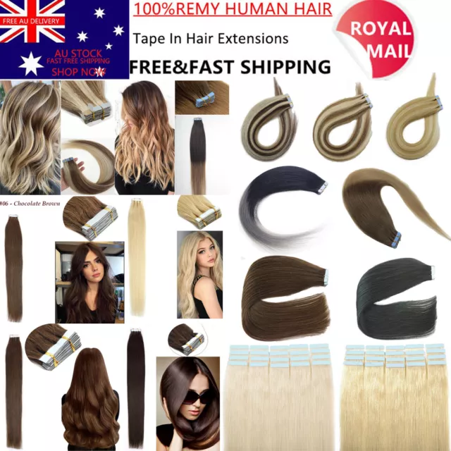 14"-22" Invisible Tape-in 100% Russian Remy Human Hair Extensions Skin Weft Full