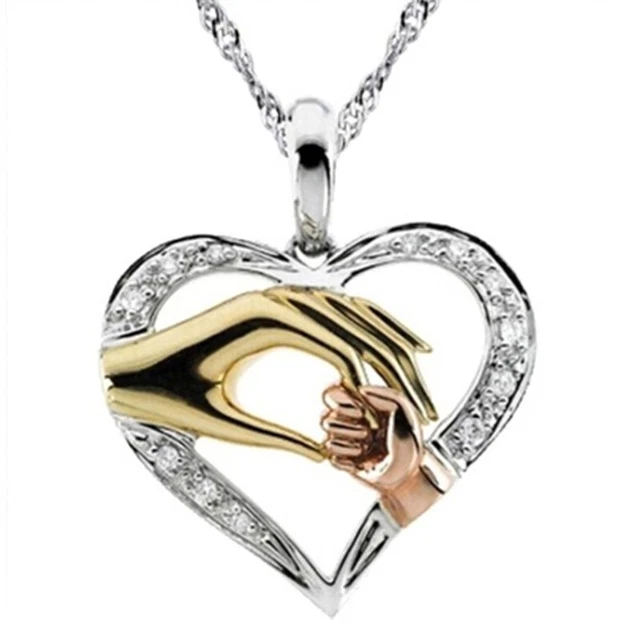 New Mom Child Heart Pendant Chain Family Love Necklace Mother's Day Jewelry N^V6