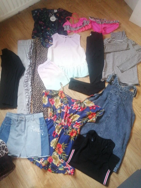 Girls Clothes bundle AGE 10-11+ YEARS. Jeggings,Denim Skirt,Tops,Leggings,bikini