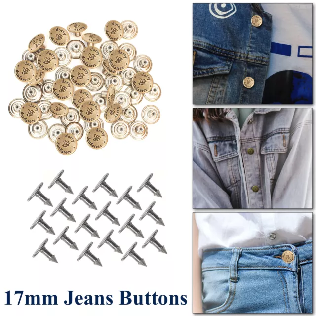 Jeans Buttons Hammer on Denim Replacement for Leather Coats Handbags Jacket 17mm