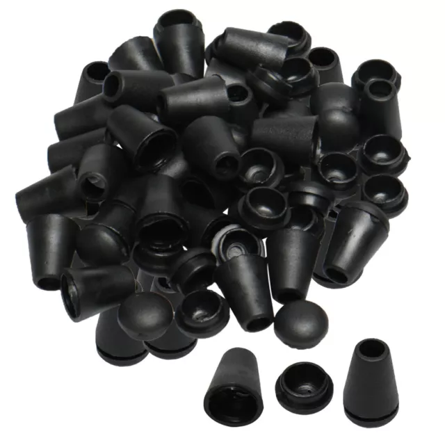 Bell End Stoppers Cord Rope Lace Lock Lanyard Rope Fastener 50pcs Black