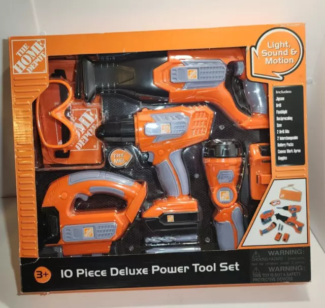 THE HOME DEPOT 10 Piece Wood Set Real Tools For Kids Damage to Box $75.00 -  PicClick