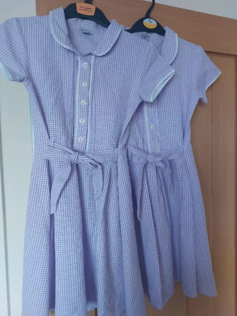 2 X abiti da scuola lilla Gingham per ragazze età 9