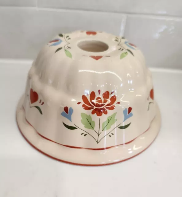 Vtg White Glazed Ceramic Bundt Cake Pan Pudding Jelly Mold Fall Acorn Leaf  Oak