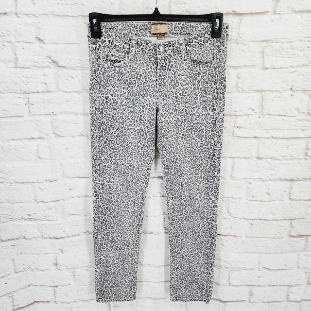 Paige Women Size 28 Jeans Peg Skinny Leg Gray Leopard Print Stretch Low Rise