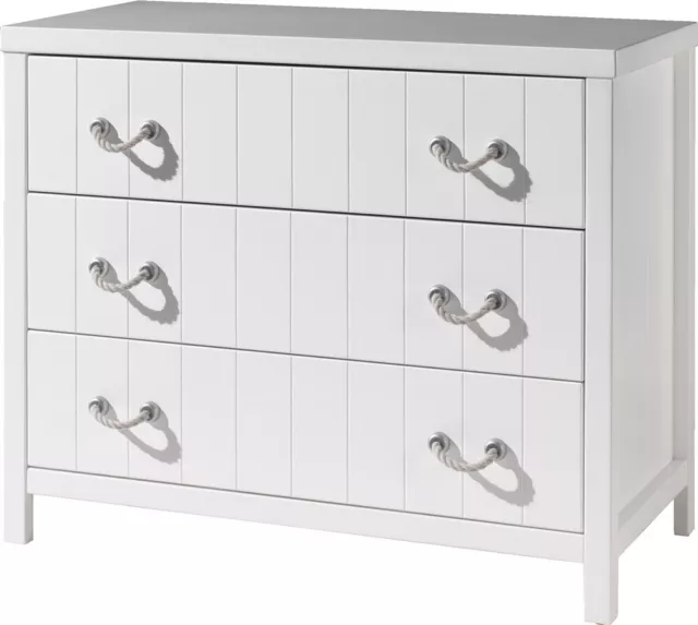 Total White Chest of Drawers Wood White Lacquered Shabby Dresser Style Marina