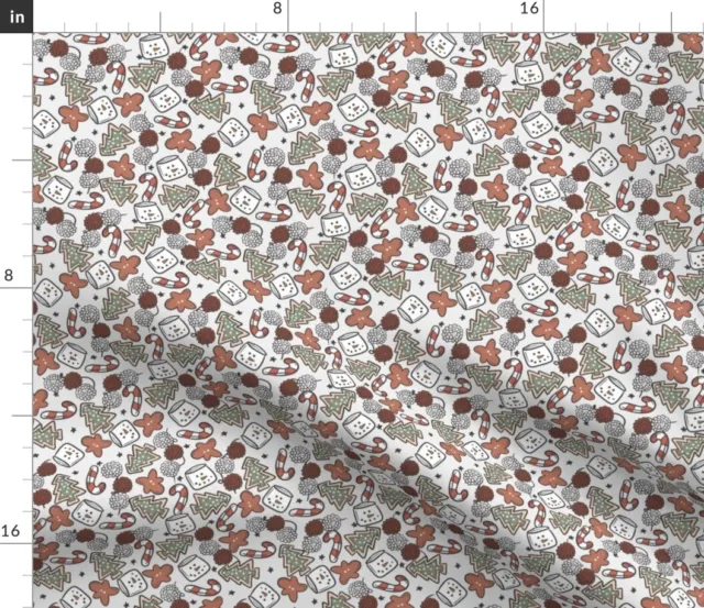 Ditsy Holiday Sweets Candy Canes Snowmen Spoonflower Fabric by the Yard