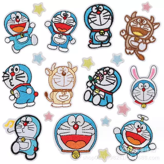 20Pcs Doraemon Embroidery Applique Patches Sew Iron On Badges for Kids Clothes