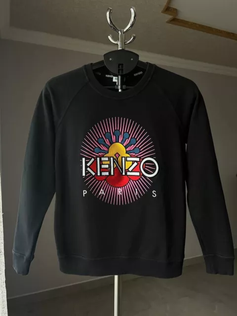 Kenzo Paris Sweatshirt Sweater Jacket Black Crew Neck Womens Size S