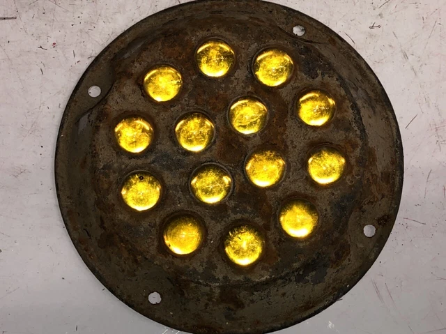 VINTAGE ANTHES FORCE Marble Reflector AMBER GLASS Car TRUCK Travel