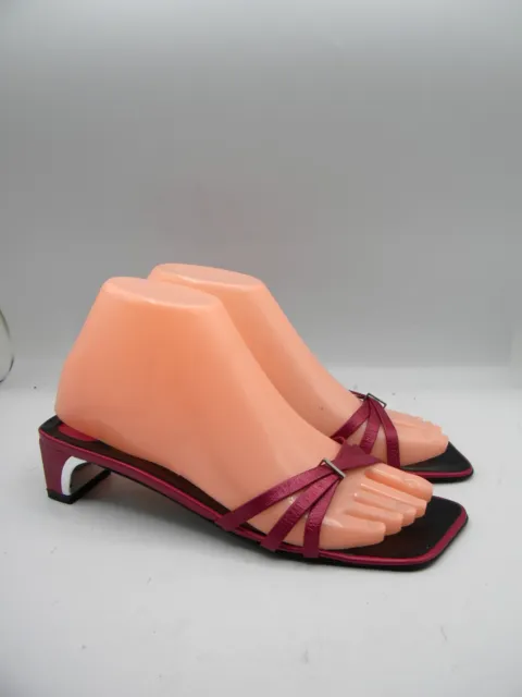 ROBERT CLERGERIE Paris Fuschia Leather Strappy Slide Slip On Sandals Size 6.5 B