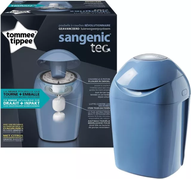 Tommee Tippee Sangenic TEC  Nappy Disposal System Raindrop Blue