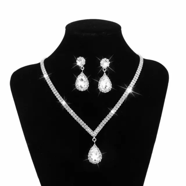 Nouveau collier et boucles d'oreilles en strass chauds ensemble de bijoux de