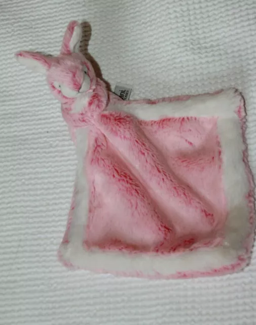 Doudou  Dani Creations Lapin Mouchoir Rose  Blanc Neuf