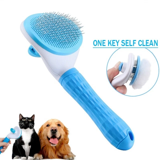 Pet Dog Cat Clean Grooming Self Cleaning Slicker Brush Massage Hair Remover Comb