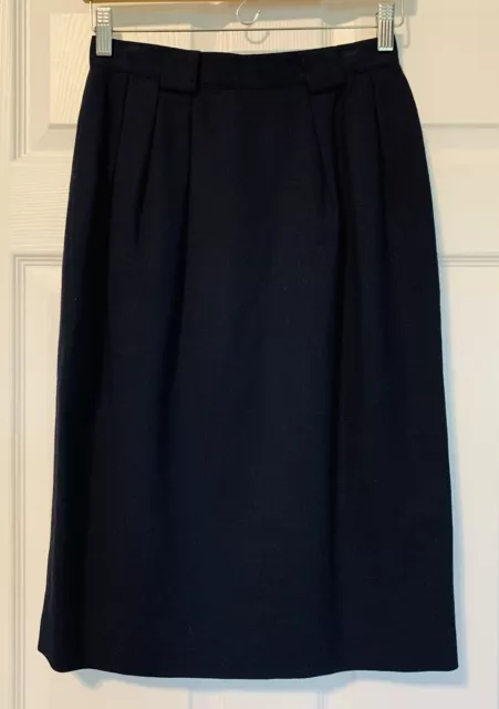 Vintage Paul Stanley Size 6 Lined Midi Skirt Straight Pockets 100% Pure Wool