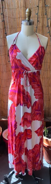 *Banana Republic MILLY COLLECTION* Maxi Dress Silk Blend Knit Large Floral Small