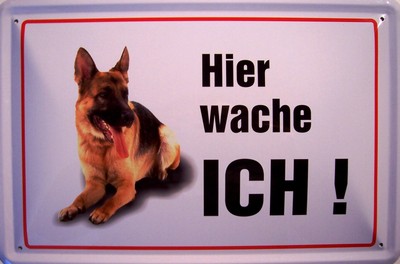 Berger Hier Wache Ich Berger Allemand Panneau Métallique Plaque Voûté 20 X 30 CM Jkm 