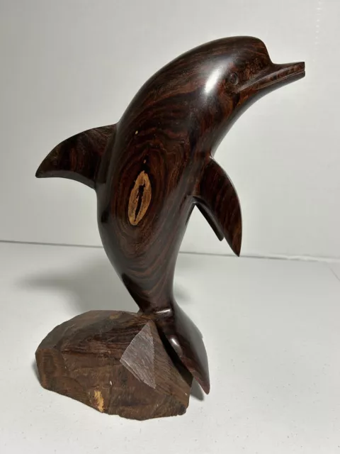 Vintage Ironwood Dolphin  Hand Carved  Wooden Sculpture Figurine