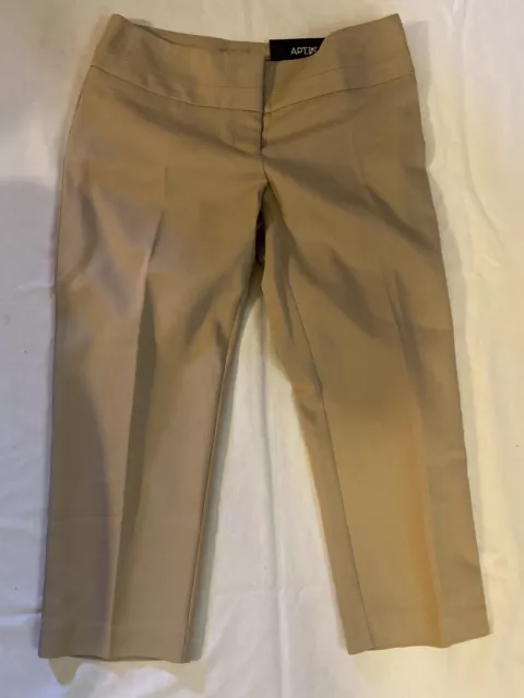 New Women’s Apt 9 The Torie Capri Beige Cropped Leg Dress Pants 2P 2 Petite