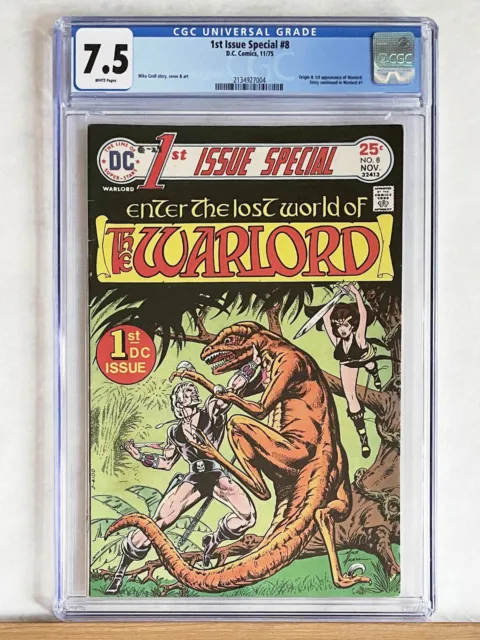 1ST ISSUE SPECIAL #8 : CGC 7.5 WP : 1975, Mike Grell, 1st App. Warlord & more