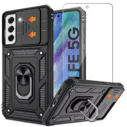 Samsung Galaxy S21 FE Case Military Kickstand Shockproof Protective Armor Cover