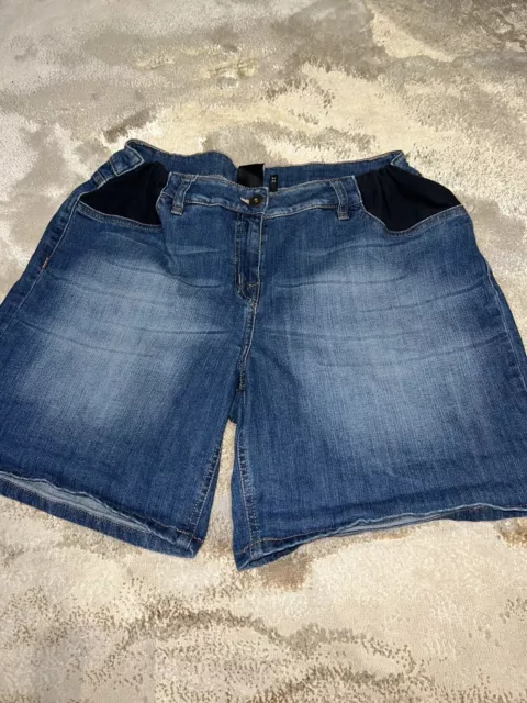 Next Maternity Womens Blue Denim Shorts Size 16