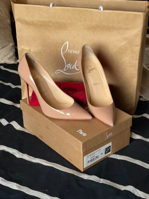 CHRISTIAN LOUBOUTIN DECOLLETE Nude Patent Heels Pumps Used Once