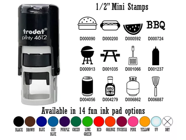 BBQ Cookout Grill 1/2" Self-Inking Rubber Stamp Ink Stamper