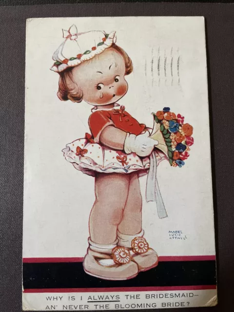 Comic Mabel Lucie Attwell The Bridesmaid 1927 Postmark Valentines Postcard