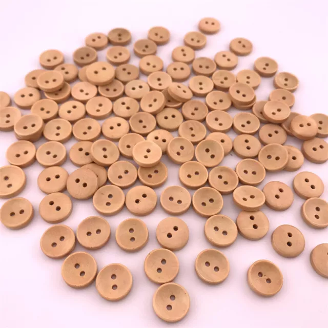 100pcs Wooden Buttons Sewing 2 Holes Round Beige 13mm Clothing Accessories DIY