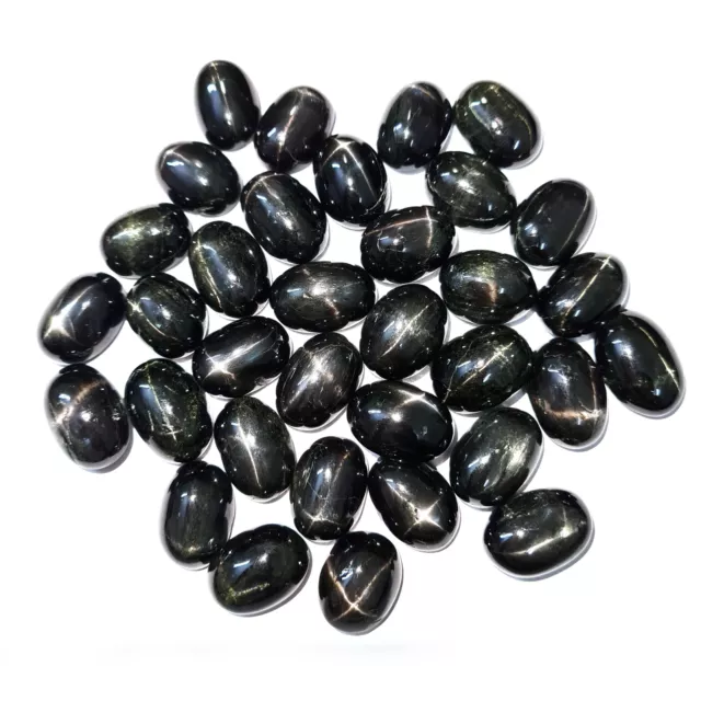 Natural Black Star Diopside Oval Cabochon Gemstone Lot 7 Pcs 13 18 MM 133 CT