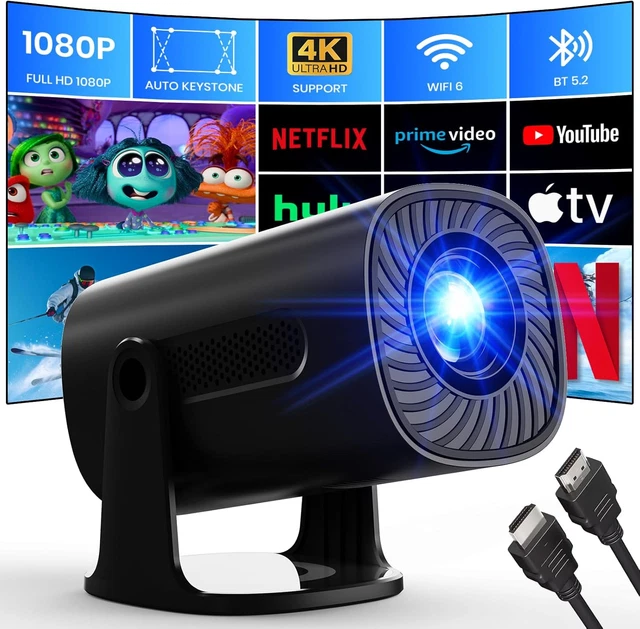 Vidéoprojecteur Portable Salange 2025 - 4K/1080P, WiFi 6, Android 11, Bluetooth 5.4, Haut-parleur 5W
