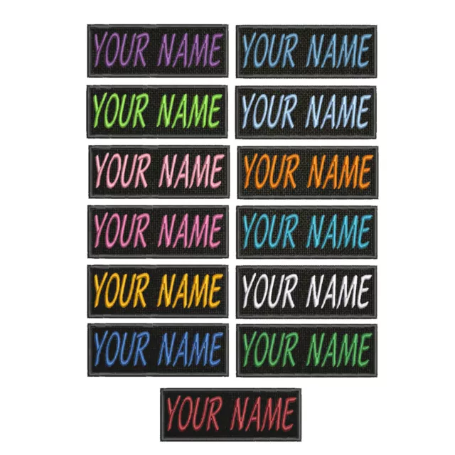 RECTANGULAR CUSTOM EMBROIDERED NAME TAG Iron-on Patch Quality Badge 4" x 1.5"