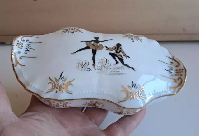 Ancienne Bonbonnière Boîte à Bijoux Porcelaine Limoges Décor Danseurs