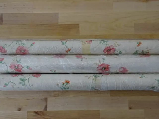 Vintage Floral Wallpaper 3 Rolls 1970s/1980s