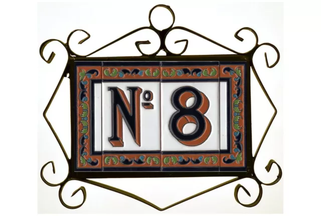 Sandy | 15 x 7.5cm | Ceramic House Numbers Tiles | Letters Tiles | Metal Frames