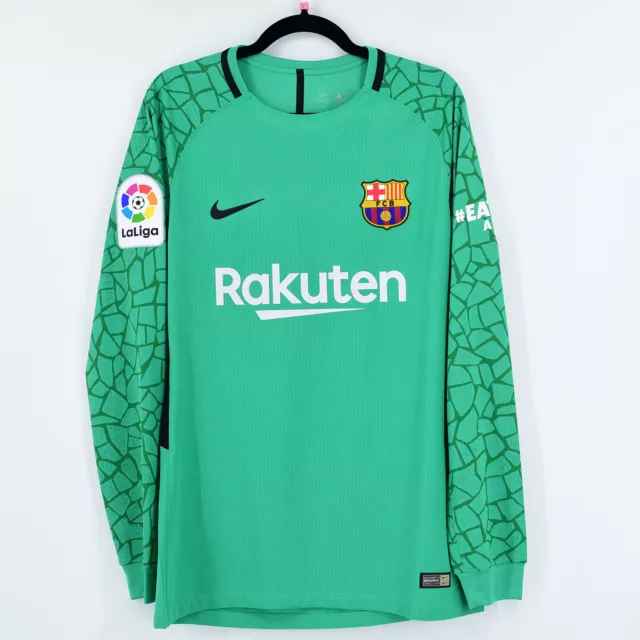 2017-18 Barcelona GK Shirt #1 TER STEGEN Match Issued Un Worn La Liga vs Real... 2