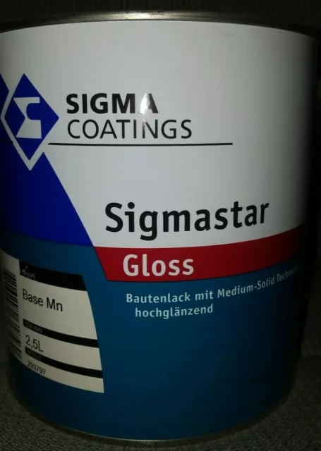 11,98€/L Sigmastar Gloss Alkydharz Buntlack  2,5L Hochglanz Weißlack (LV)