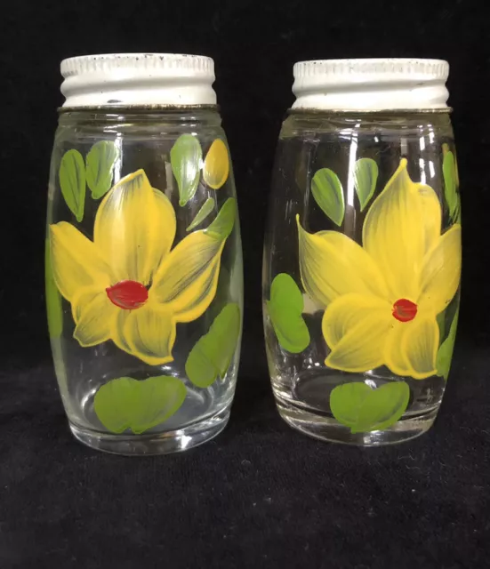 VTG Bartlett Collins GAY FAD salt & pepper shakers hand painted yellow flowers