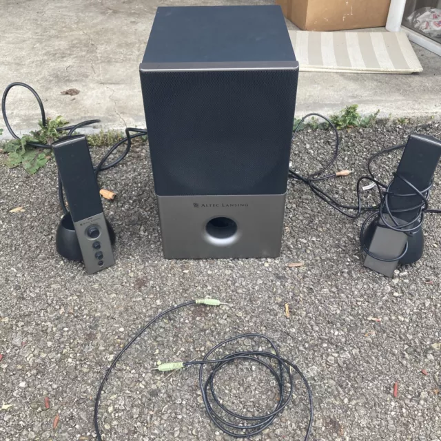 Altec Lansing VS4121 Computer Speakers For Parts Only Not Tested