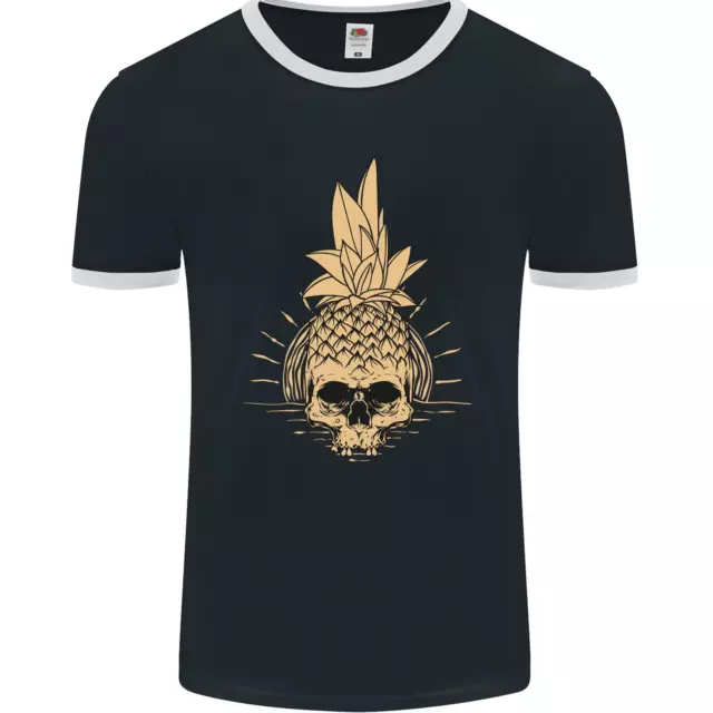 Pineapple Skull Gothic Biker Surfing Mens Ringer T-Shirt FotL