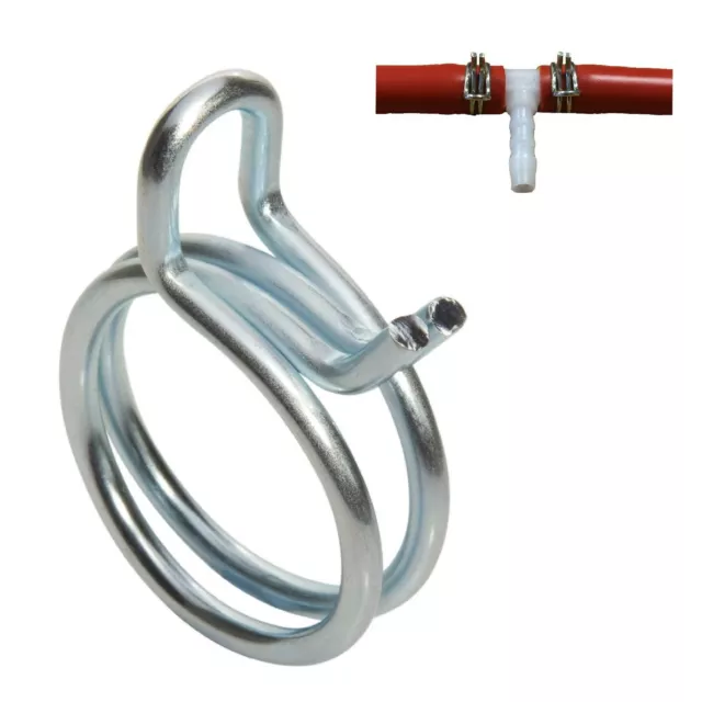 10 x Mikalor Double Wire Spring Clips / Silicone Hose Pipe Tube Air Fuel Clamp