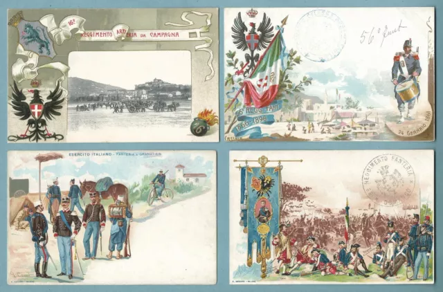 MILITARI - Lotto di 4 Cartoline Originali d'Epoca Formato Piccolo Nuove