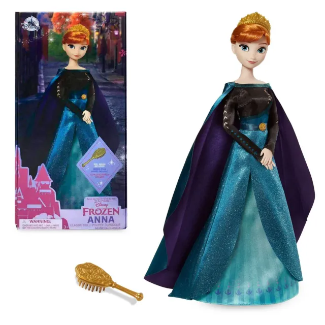 Disney Queen Anna Frozen Classic Doll Princess Figure Toy with Brush 29cm/11.4"