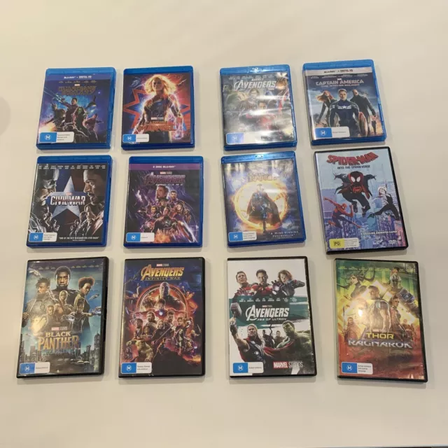 BULK MARVEL MCU AVENGERS BLU-RAYs & DVDs 12 MOVIES Bluray Spider-man Endgame