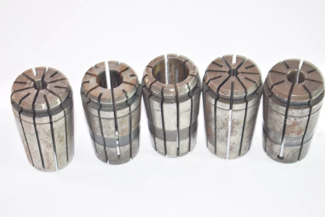 Lot of 5 TG100 Steel Machinist Collets, Mixed Sizes CNC